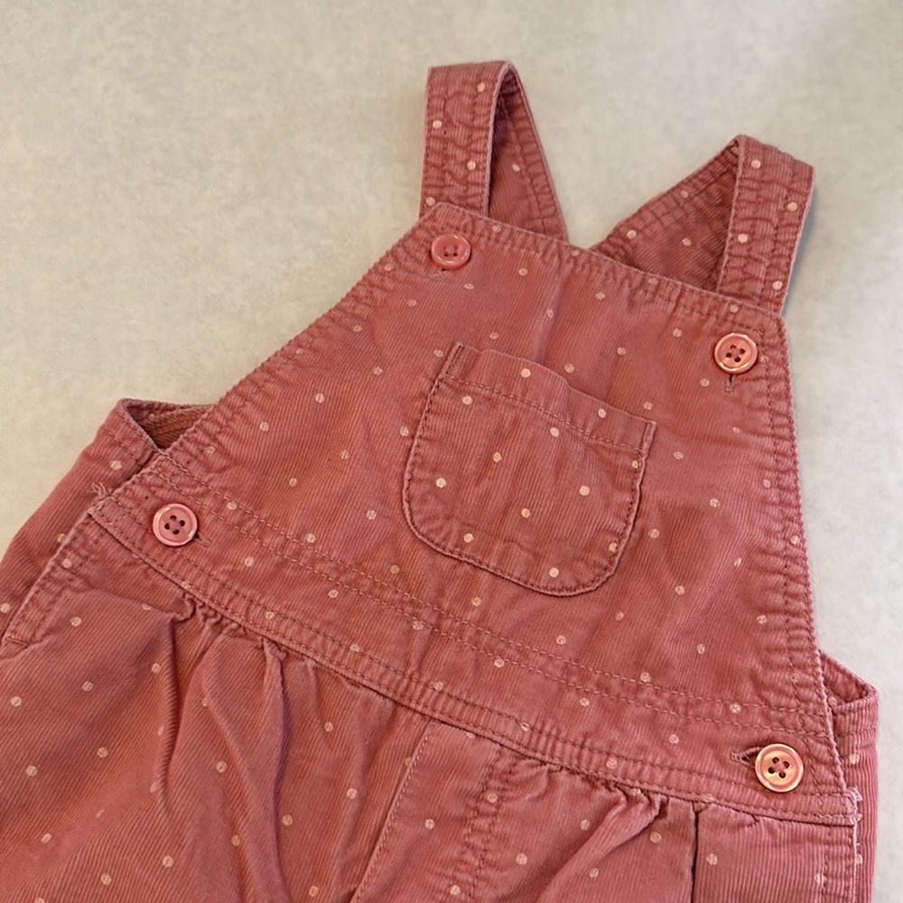 Pink and White PockaDot Overalls, 18 months